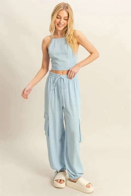 HYFVE Crop Top and Cargo Pants Set - ShalayeFashion