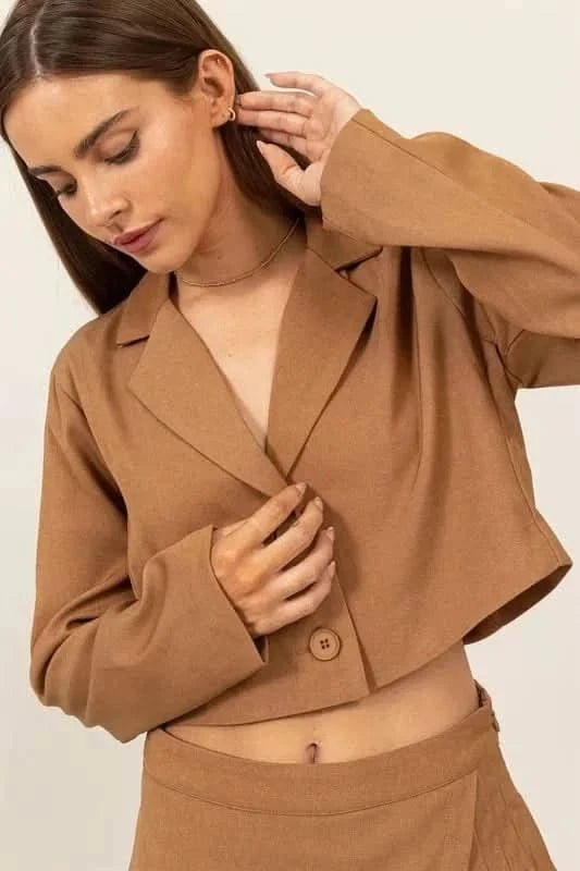 HYFVE Cropped Button - Down Blazer - ShalayeFashion