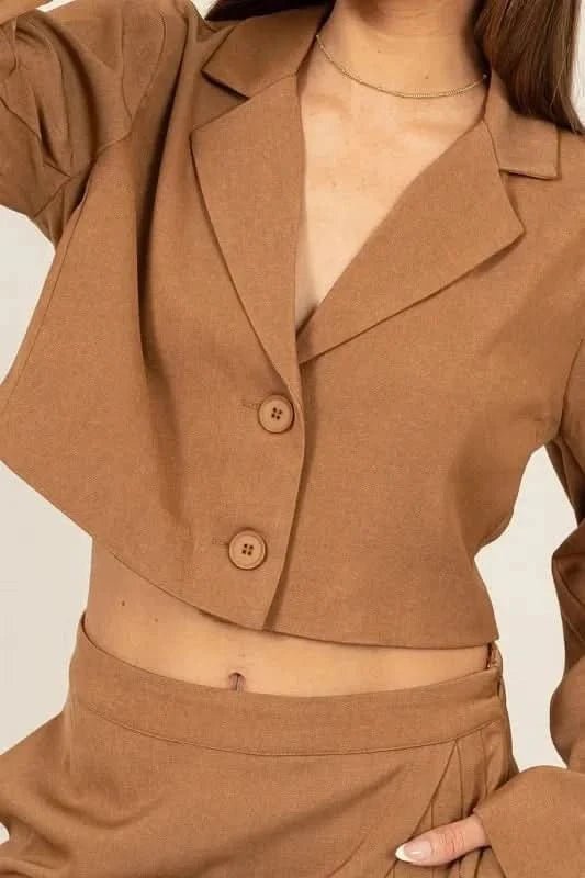HYFVE Cropped Button - Down Blazer - ShalayeFashion