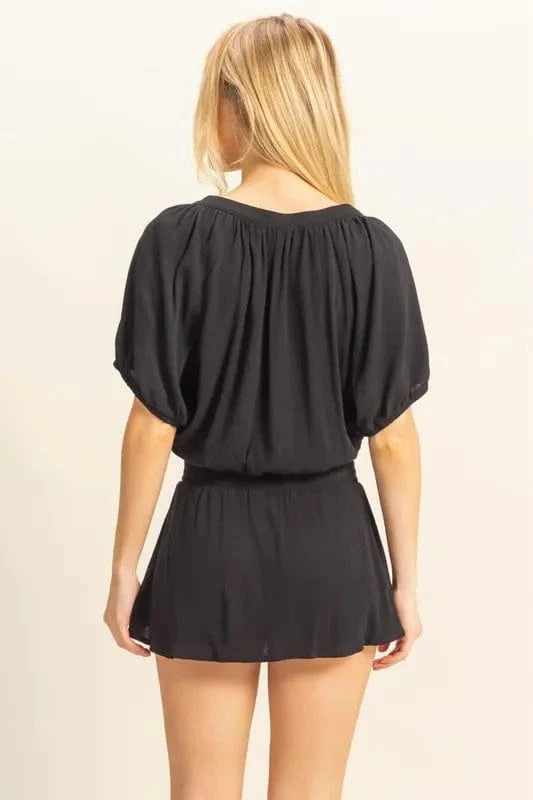 HYFVE Drawstring Hem Short Sleeve Top and Skort Set - ShalayeFashion