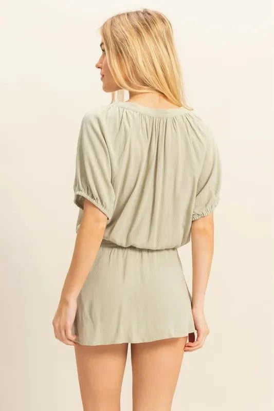 HYFVE Drawstring Hem Short Sleeve Top and Skort Set - ShalayeFashion
