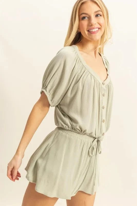 HYFVE Drawstring Hem Short Sleeve Top and Skort Set - ShalayeFashion