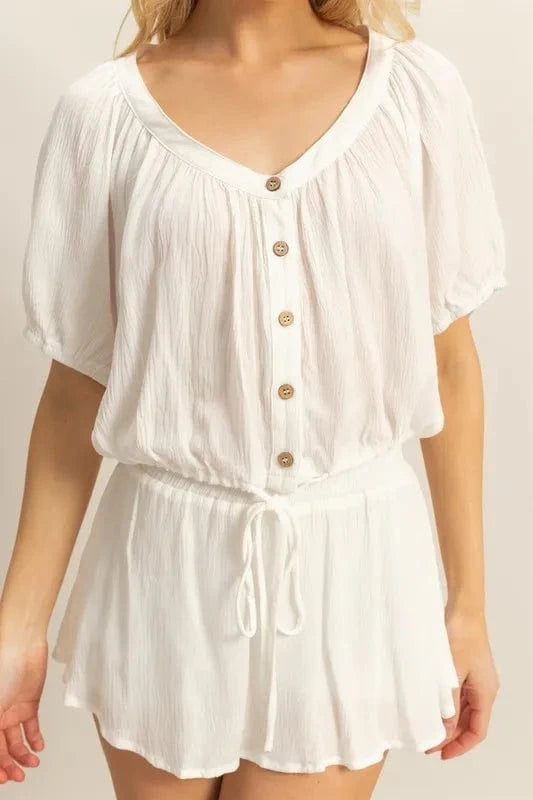 HYFVE Drawstring Hem Short Sleeve Top and Skort Set - ShalayeFashion