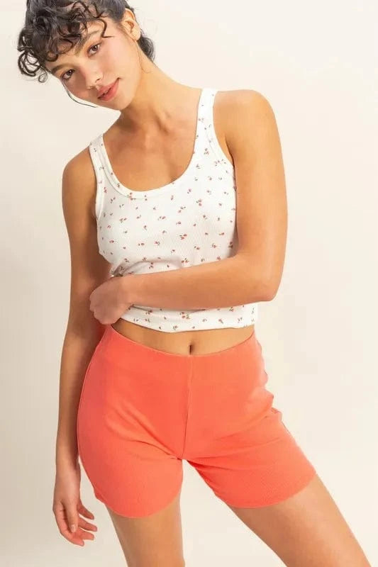 HYFVE High Waist Ribbed Fitted Biker Shorts - ShalayeFashion