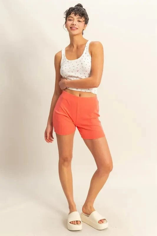 HYFVE High Waist Ribbed Fitted Biker Shorts - ShalayeFashion
