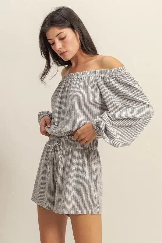 HYFVE Off Shoulder Top and Shorts Set - ShalayeFashion