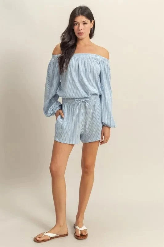 HYFVE Off Shoulder Top and Shorts Set - ShalayeFashion