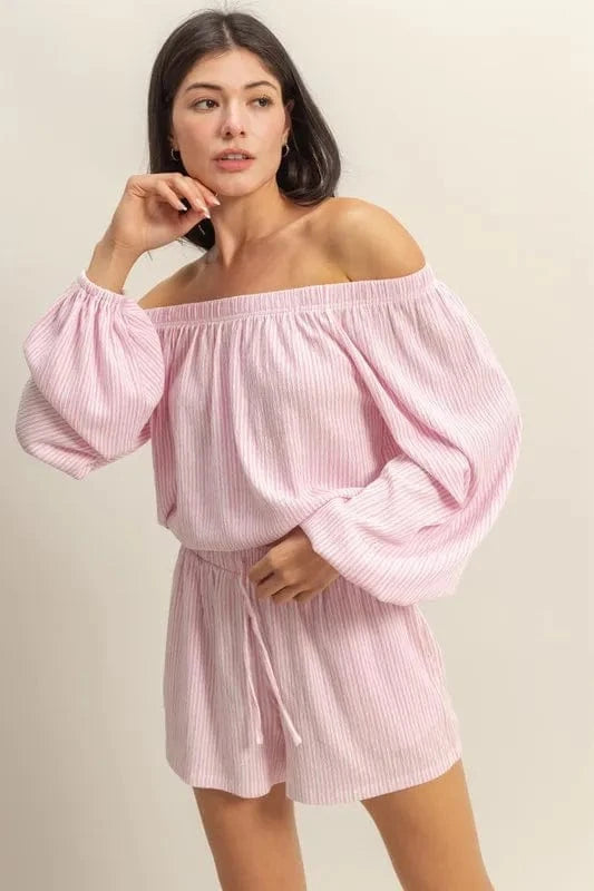 HYFVE Off Shoulder Top and Shorts Set - ShalayeFashion