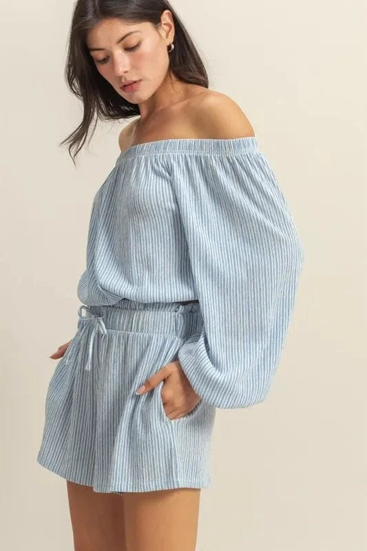 HYFVE Off Shoulder Top and Shorts Set - ShalayeFashion