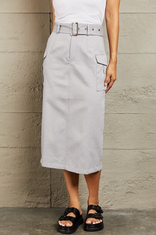 HYFVE Professional Poise Buckled Midi Skirt - ShalayeFashion