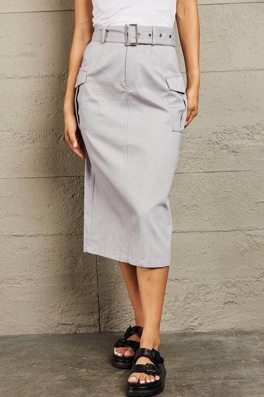 HYFVE Professional Poise Buckled Midi Skirt - ShalayeFashion