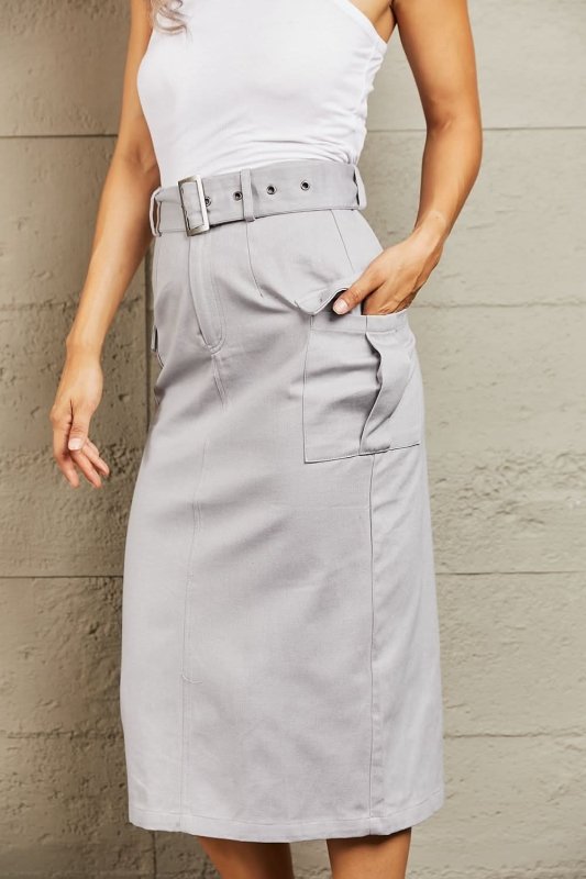HYFVE Professional Poise Buckled Midi Skirt - ShalayeFashion