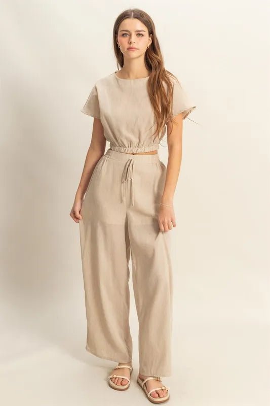 HYFVE Round Neck Short Sleeve Top and Pants Set - ShalayeFashion