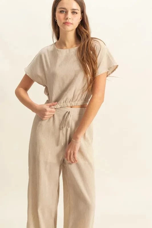 HYFVE Round Neck Short Sleeve Top and Pants Set - ShalayeFashion