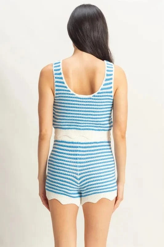 HYFVE Striped Cropped Tank and Shorts Set - ShalayeFashion