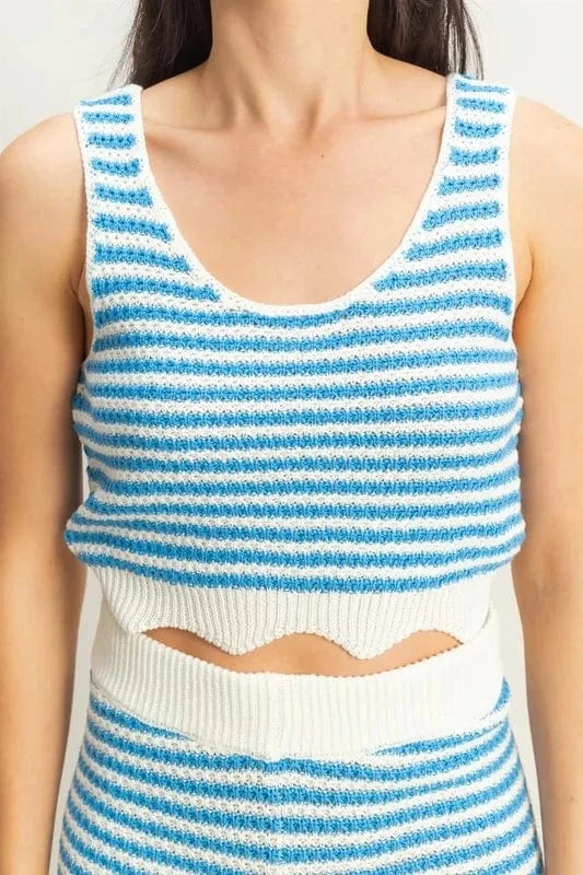 HYFVE Striped Cropped Tank and Shorts Set - ShalayeFashion