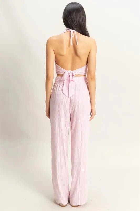 HYFVE Striped Halter Neck Top and Pants Set - ShalayeFashion