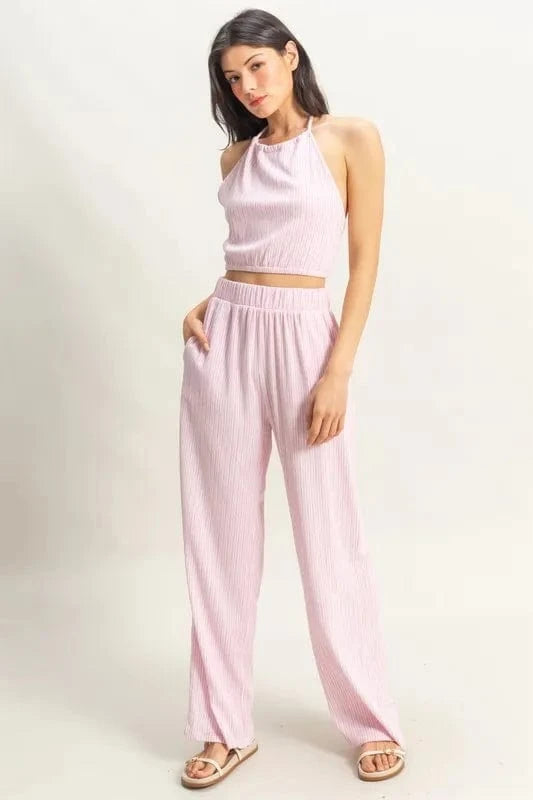 HYFVE Striped Halter Neck Top and Pants Set - ShalayeFashion