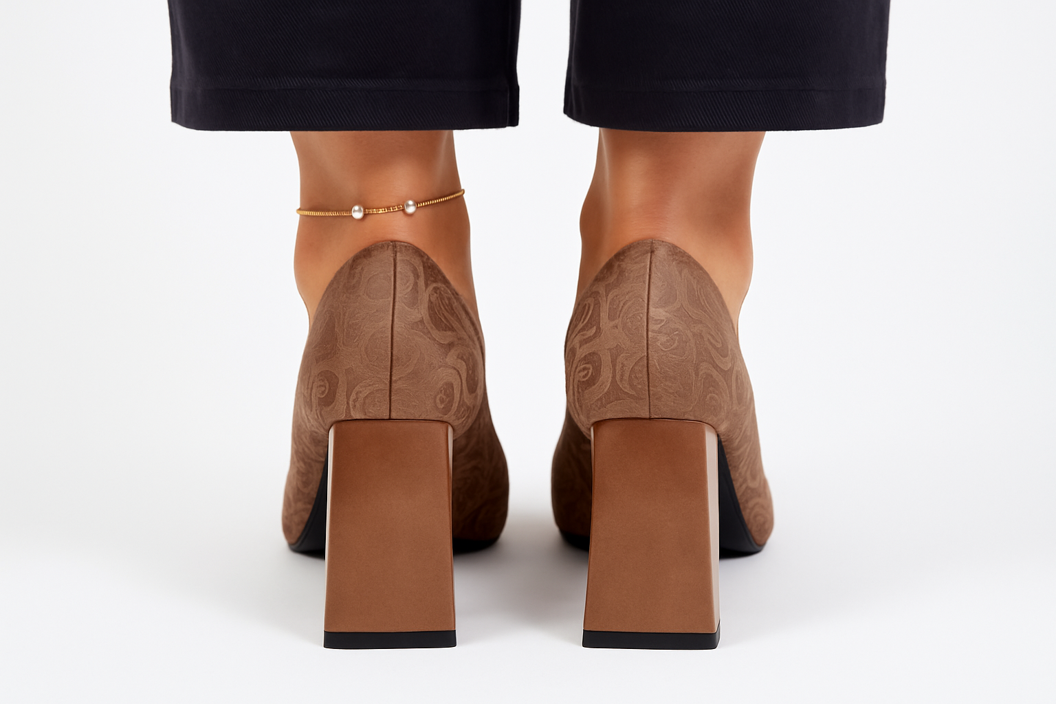Back view showing heel construction and design