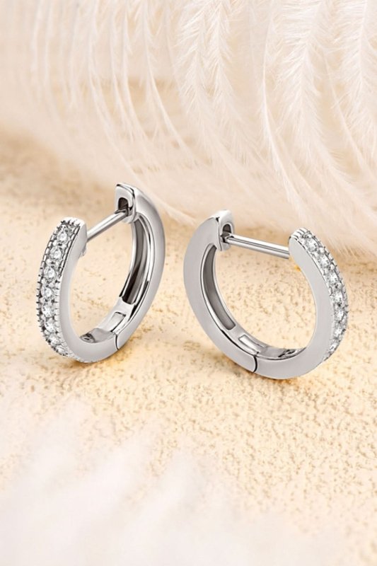 Inlaid Moissanite Hoop Earrings - ShalayeFashion