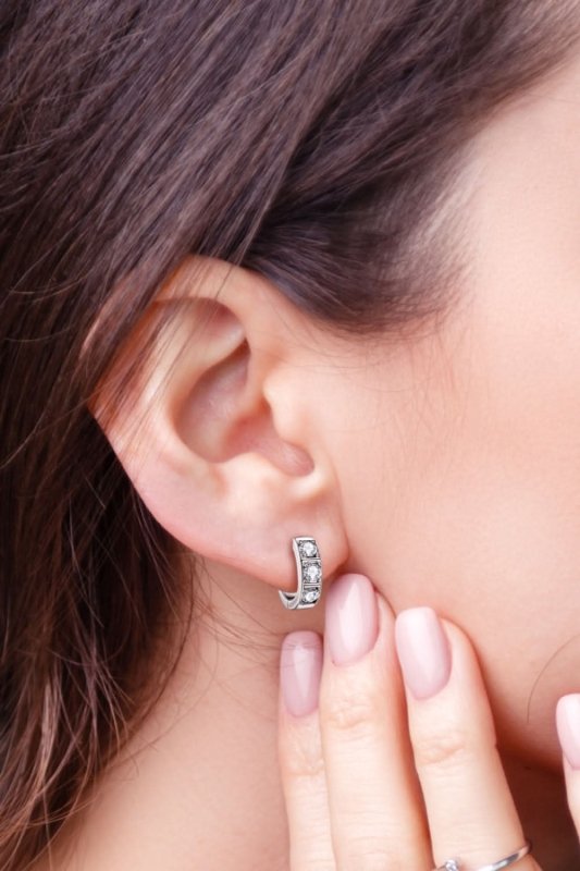 Inlaid Moissanite Huggie Earrings - ShalayeFashion