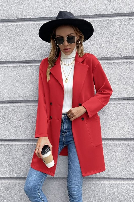 Ivy Lane Lapel Collar Long Sleeve Blazer - ShalayeFashion