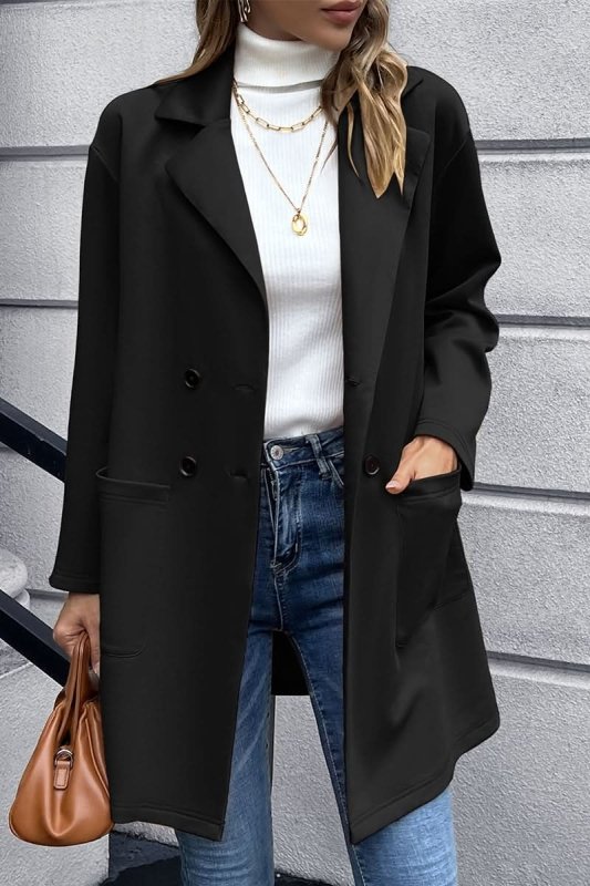 Ivy Lane Lapel Collar Long Sleeve Blazer - ShalayeFashion