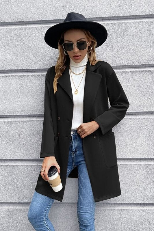 Ivy Lane Lapel Collar Long Sleeve Blazer - ShalayeFashion