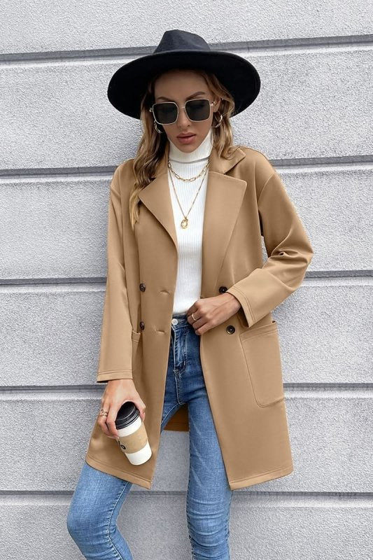 Ivy Lane Lapel Collar Long Sleeve Blazer - ShalayeFashion