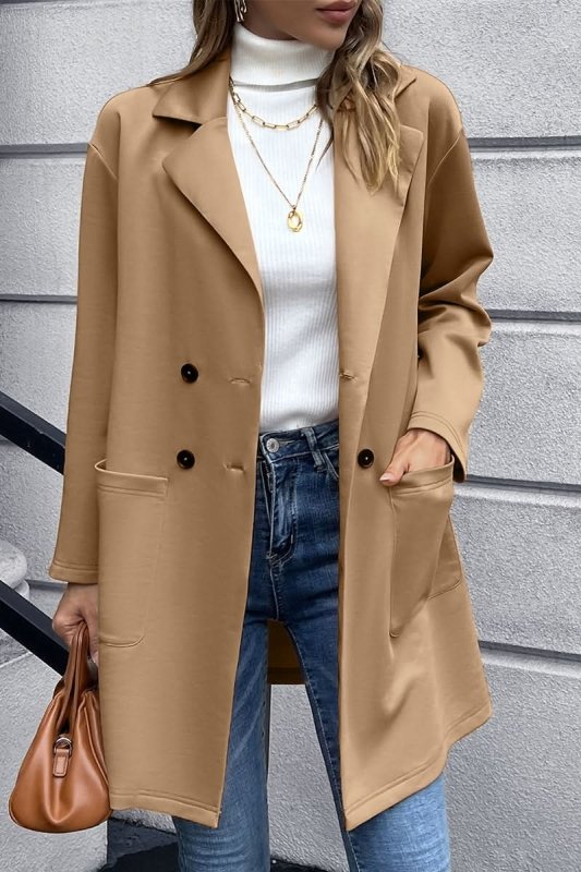 Ivy Lane Lapel Collar Long Sleeve Blazer - ShalayeFashion