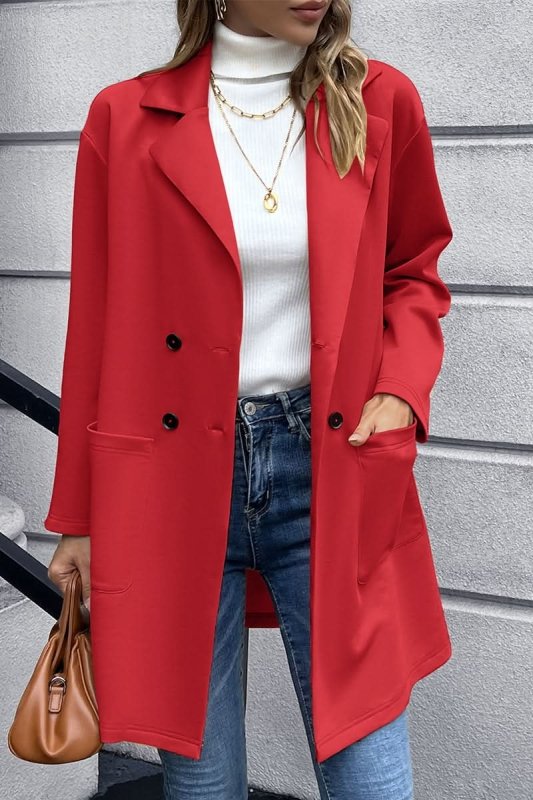 Ivy Lane Lapel Collar Long Sleeve Blazer - ShalayeFashion