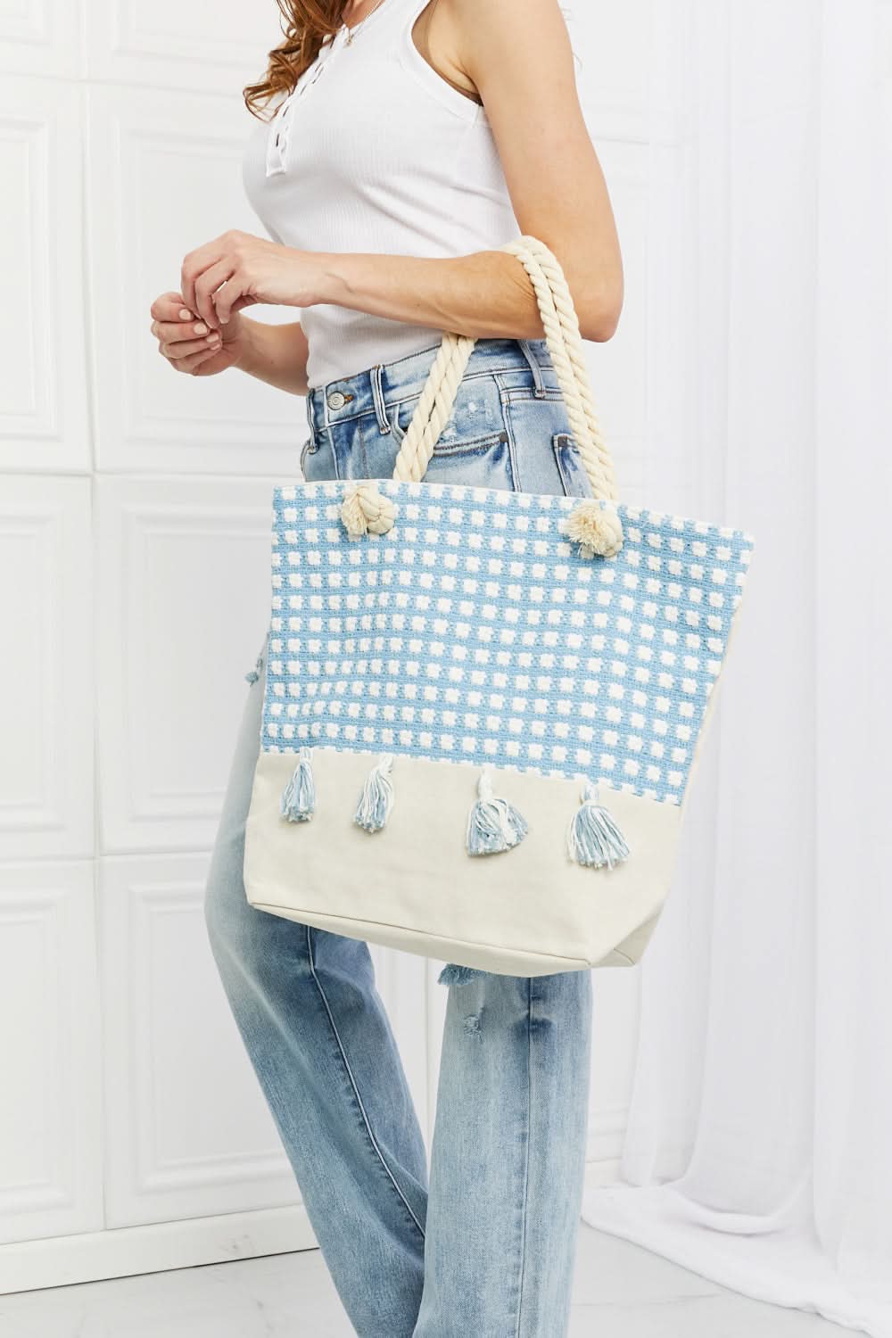 Justin Taylor Picnic Date Tassel Tote Bag - ShalayeFashion
