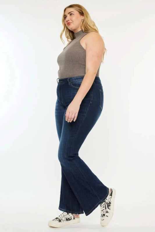 Kancan Full Size Mid Rise Flare Jeans - ShalayeFashion