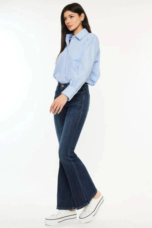 Kancan Full Size Mid Rise Flare Jeans - ShalayeFashion