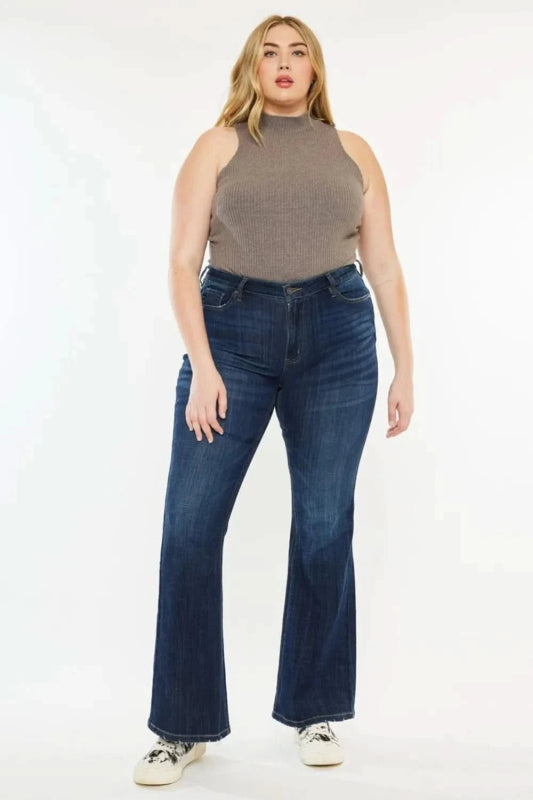Kancan Full Size Mid Rise Flare Jeans - ShalayeFashion