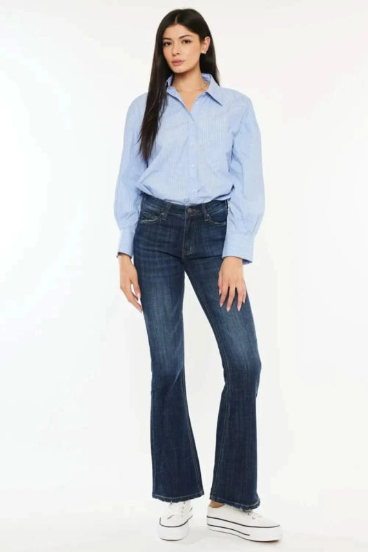 Kancan Full Size Mid Rise Flare Jeans - ShalayeFashion