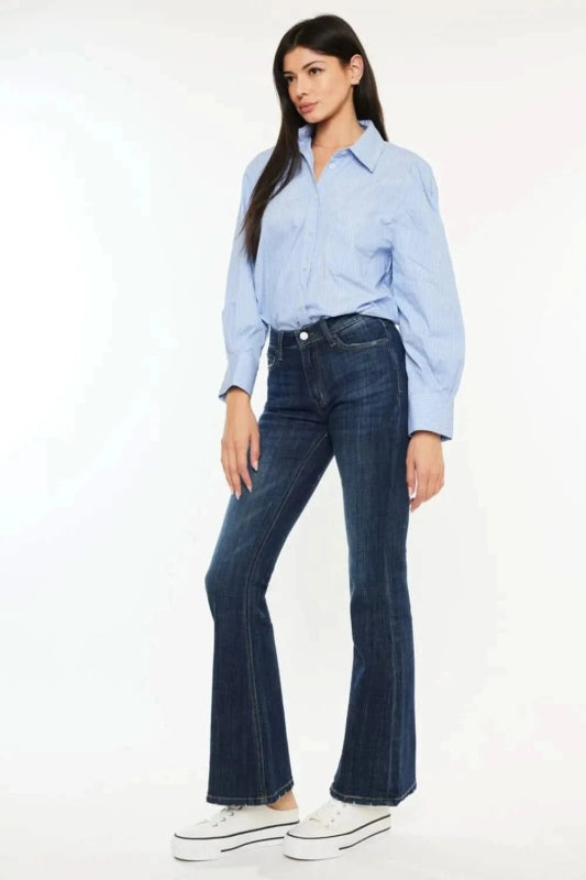 Kancan Full Size Mid Rise Flare Jeans - ShalayeFashion