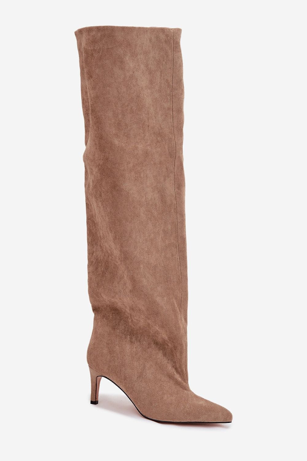 Knee - High Slip - On Heel Boots Women Pointed - ShalayeFashion