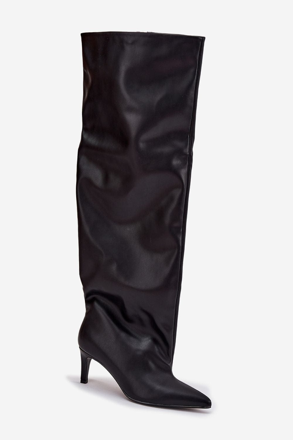 Knee - High Slip - On Heel Boots Women Pointed - ShalayeFashion