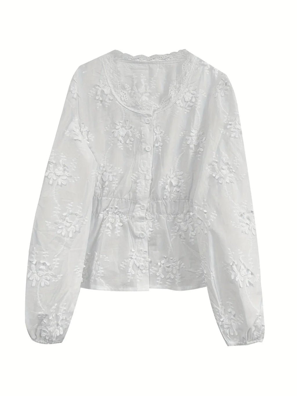 Lace Detail Button Up Shirt - ShalayeFashion