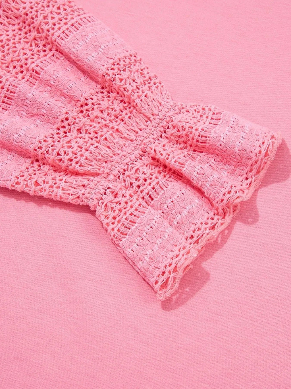 Lace Detail Flounce Sleeve Sweatshirt - ShalayeFashion