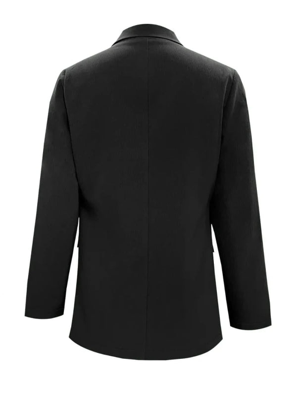 Lapel Collar Long Sleeve Blazer - ShalayeFashion