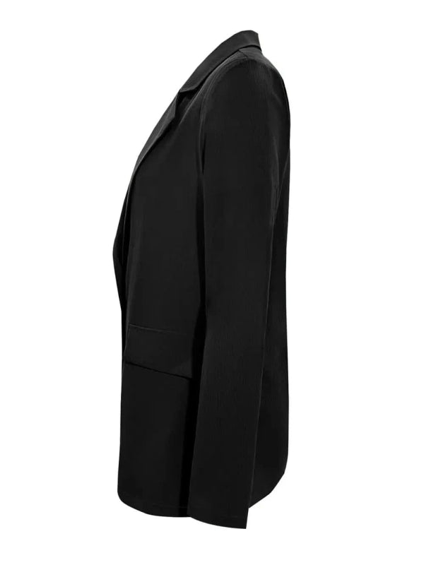 Lapel Collar Long Sleeve Blazer - ShalayeFashion