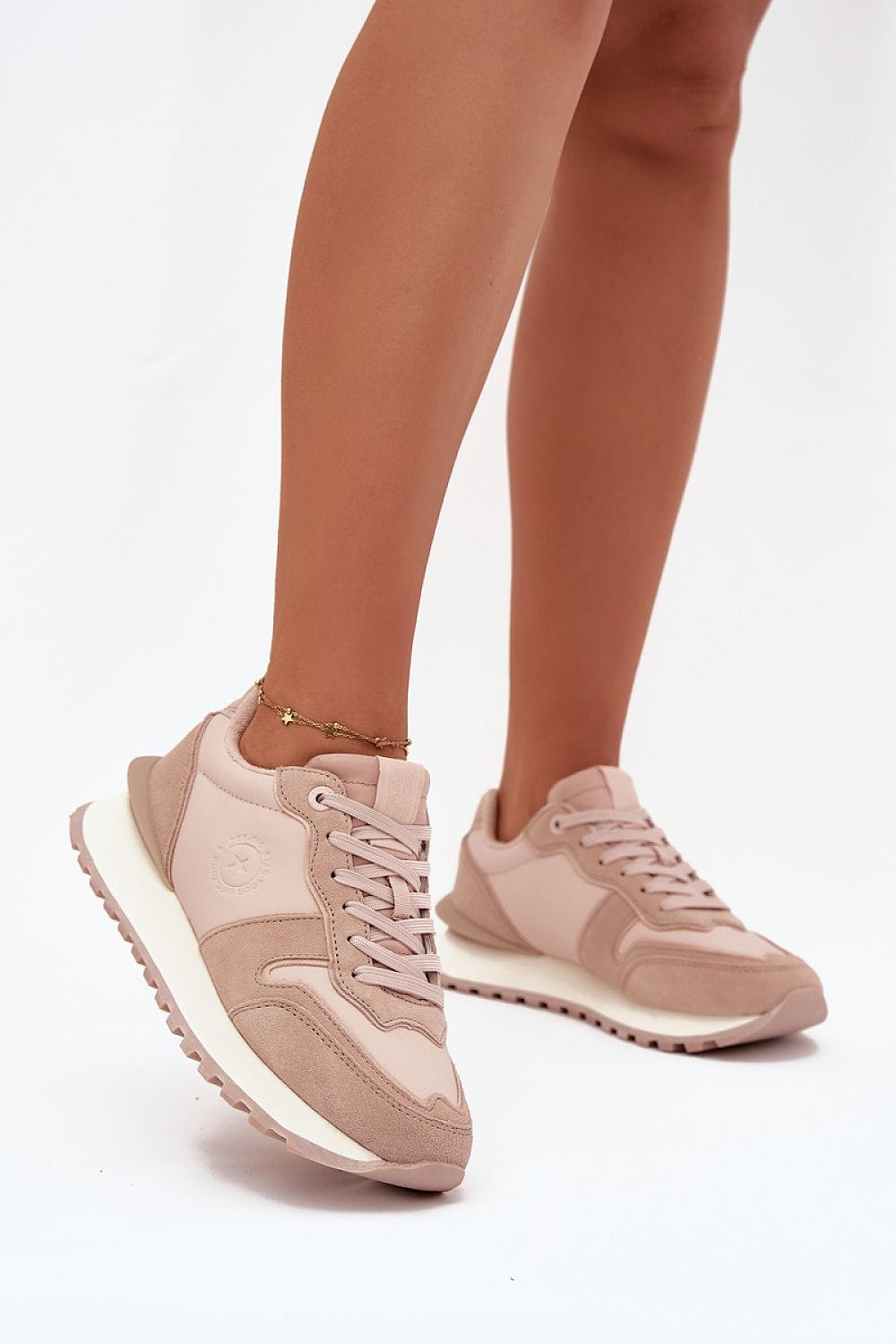 Leather Platform Sneakers Natural Suede - ShalayeFashion