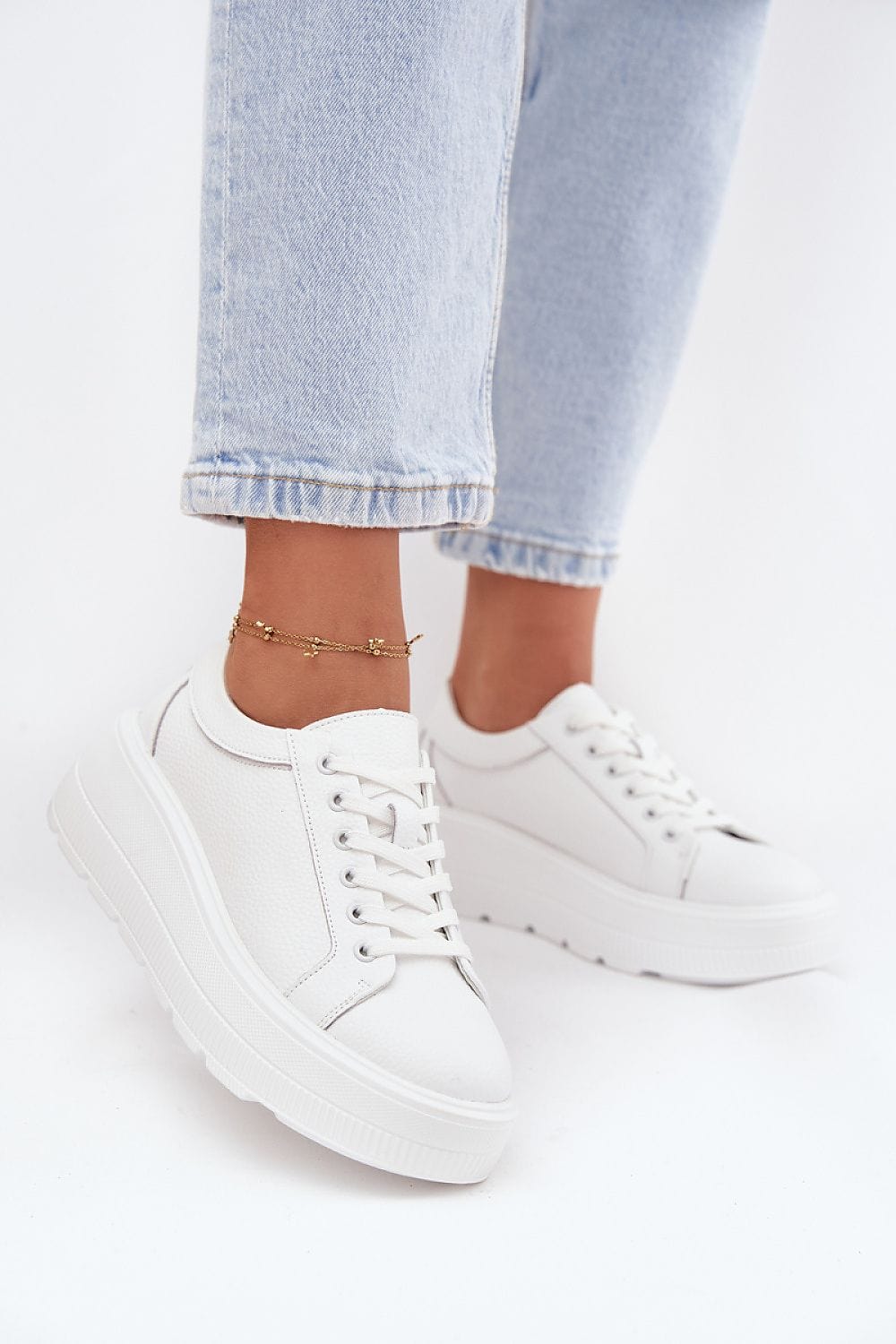 Leather Platform Sneakers Women Comfort - ShalayeFashion