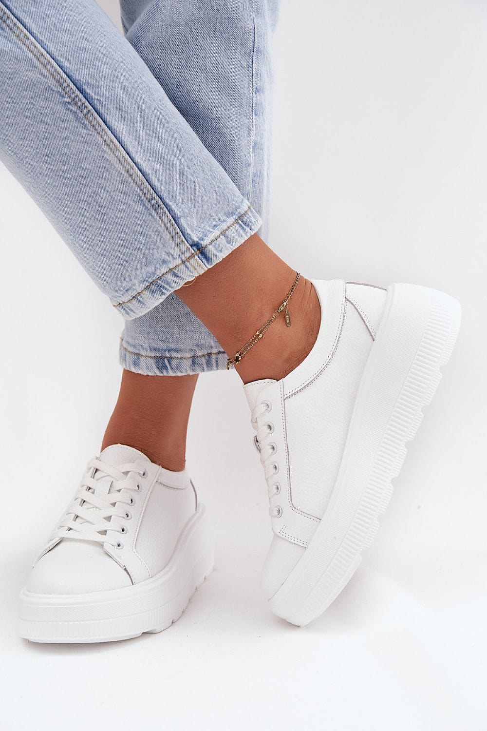 Leather Platform Sneakers Women Comfort - ShalayeFashion