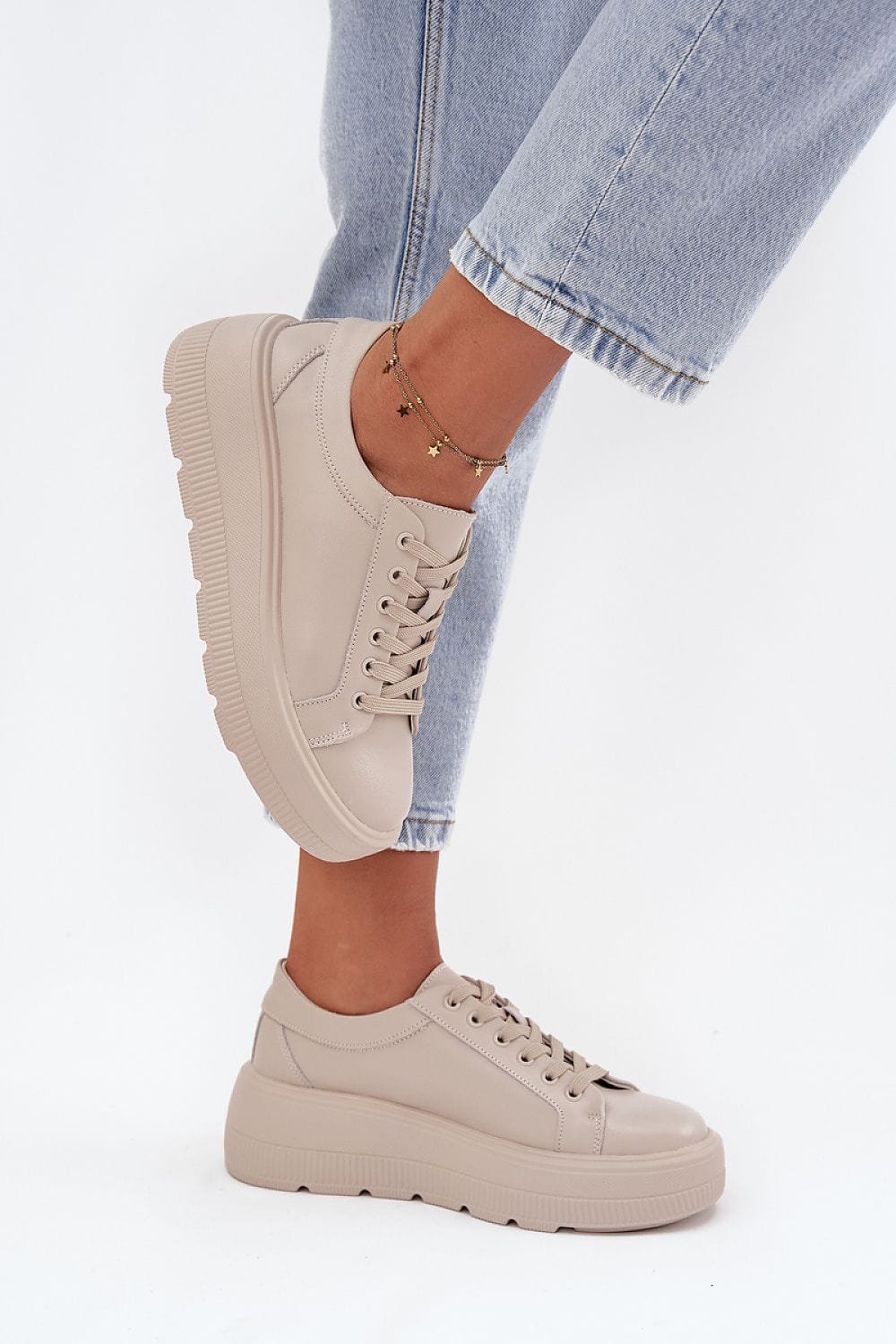 Leather Platform Sneakers Women Comfort - ShalayeFashion