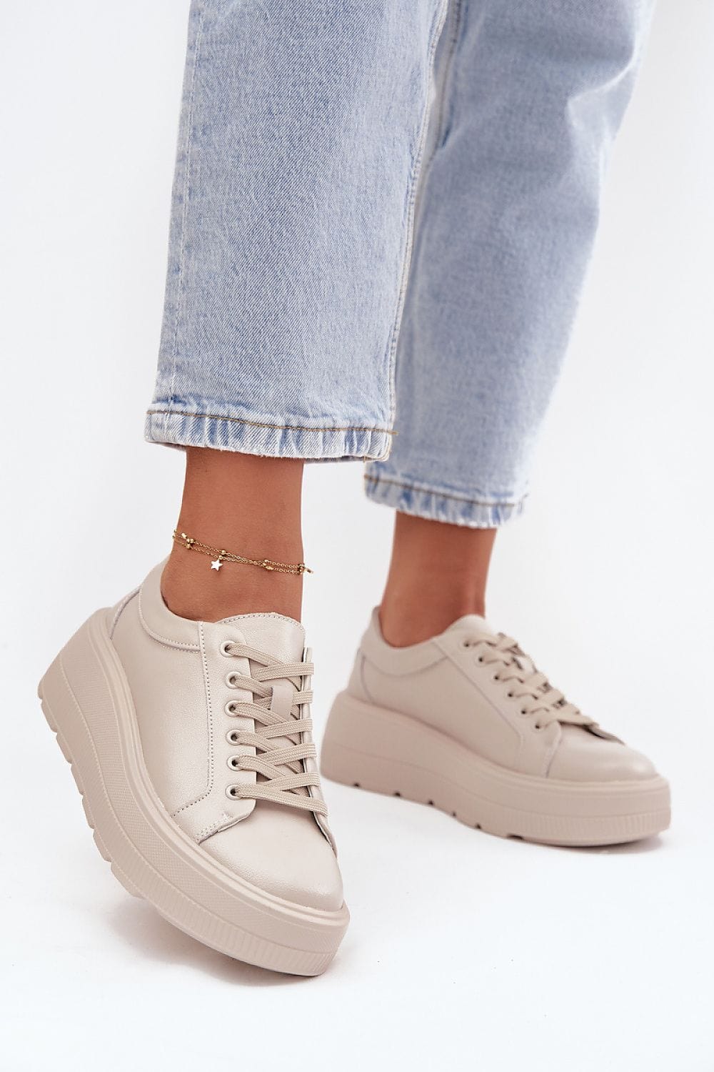 Leather Platform Sneakers Women Comfort - ShalayeFashion