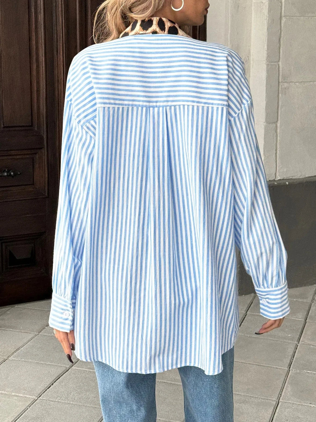 Leopard Floral Striped Casual Button - Up Shirt - ShalayeFashion