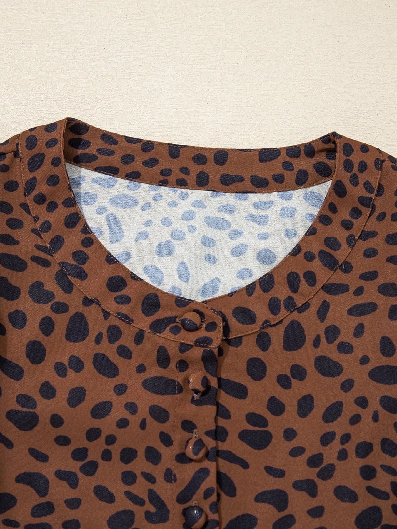 Leopard Print Ruffled Puff Sleeve Blouse - ShalayeFashion